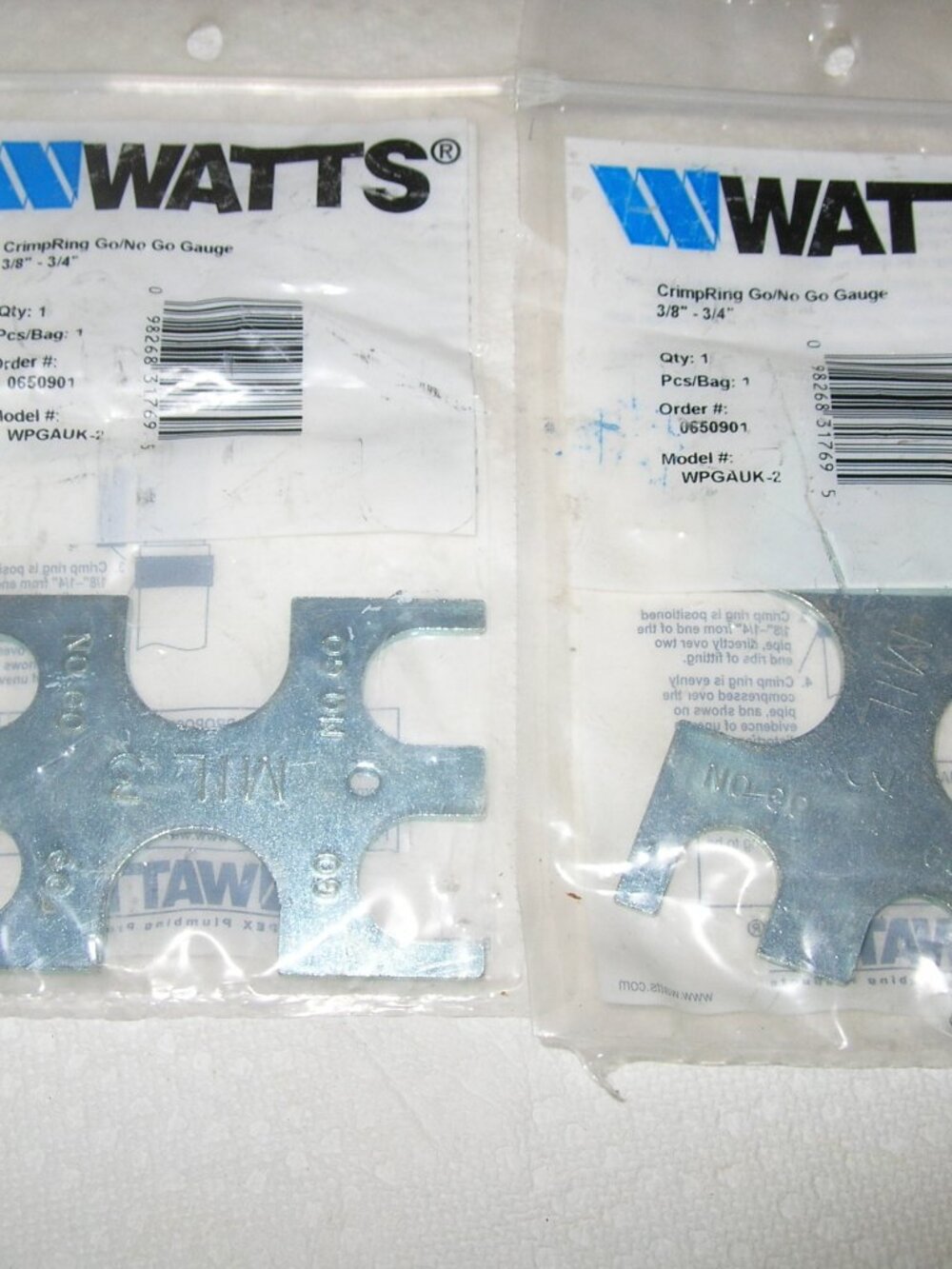2 ~ Watts WPGAUK 2 CrimpRing Go/No Go Gauge 3/8"-3/4" MIL 3